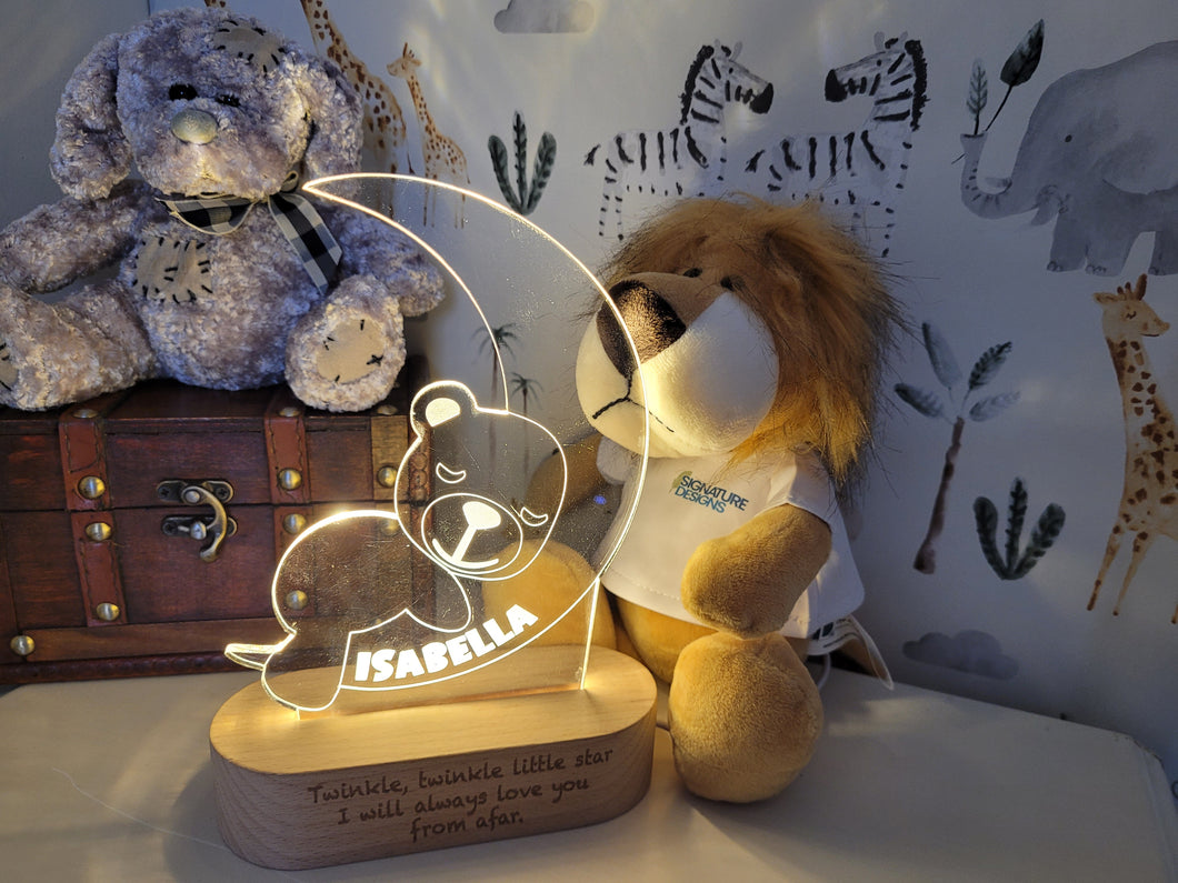 Personalised Sleeping Teddy Bear Night Light