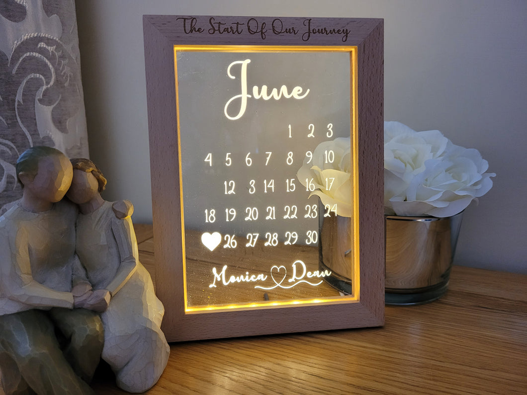 Personalised Calendar Wedding/Anniversary LED Light Gift