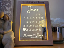 Load image into Gallery viewer, Personalised Calendar Wedding/Anniversary LED Light Gift

