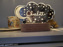 Load image into Gallery viewer, Personalised Moon &amp; Stars Cloud Night Light
